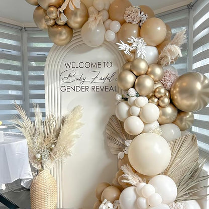 HILAVO White and Gold Balloon Arch Kit Nude White Beige Balloon Garland - Image 3