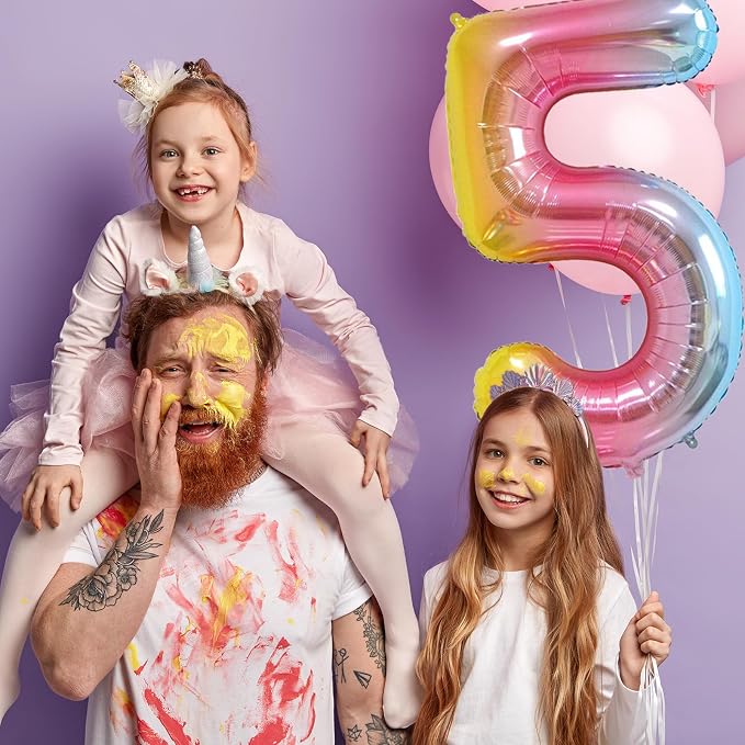 40 Inch Rainbow Number 100 Balloon, Large Foil Mylar Balloons - Image 5