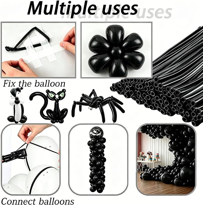 20 Pack Clips for Balloon Arch & 100 Pcs Long Skinny Balloons - Image 7
