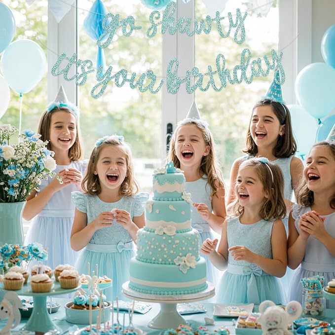 BEISHIDA Light Blue Pre-Strung Go Shawty It's Your Birthday Banner Decor | - Image 4