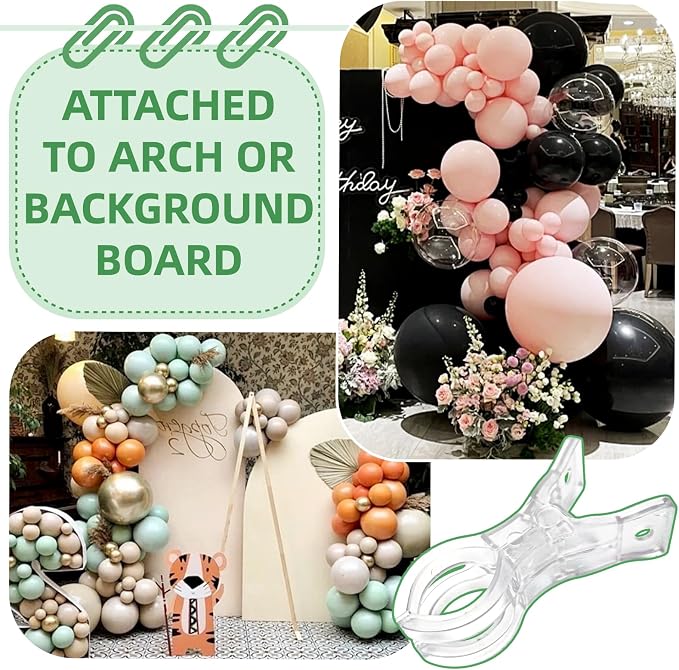 14 Pack Clear Balloon Arch Clips, 3.5" Plastic Transparent Clamps Heavy Duty - Image 7