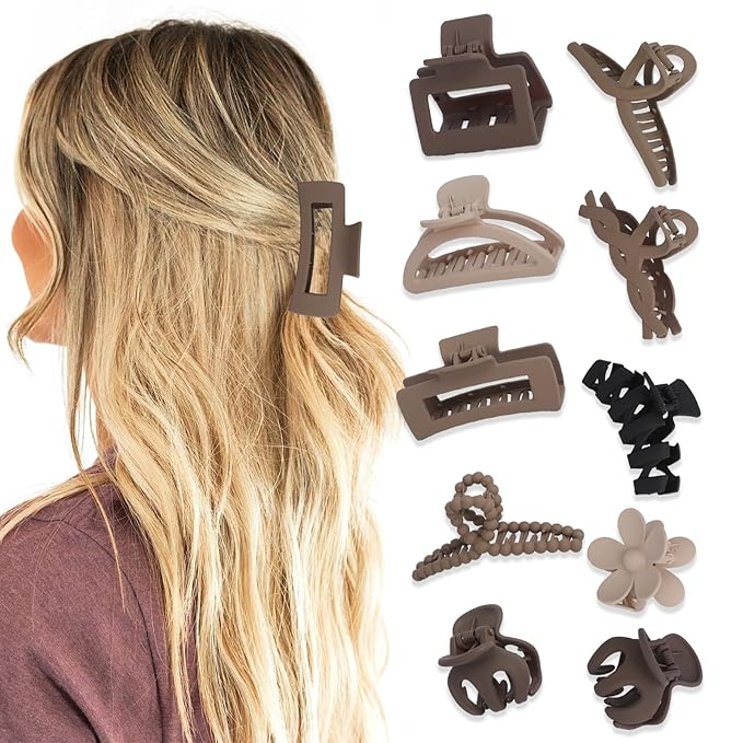 10PCS Non-Slip Pink Hair Clips Jaw Clips for Thick Hair Clamp Flower Non-Slip Hair Accessories with Multi-Styles for Women Girls