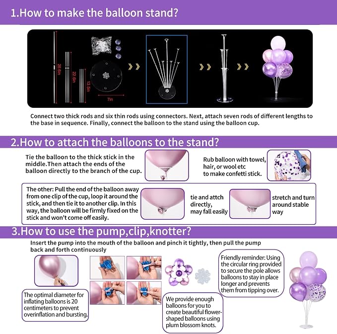 4 Sets Lavender Balloons Stand for Table | Pastel Purple Lilac Balloon - Image 6