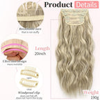 KooKaStyle Clip in Synthetic Highlight Hair Extensions Long Wavy 4PCS Thick Hairpieces Ashy Beige Blonde Balayage Fiber Double Weft Natural Hair Extensions 20 Inch for Women