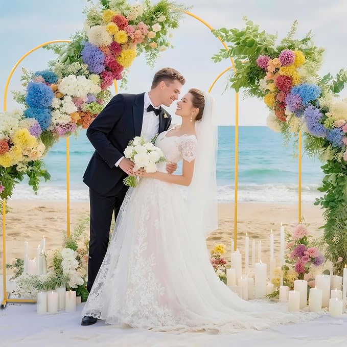 Toodour Arch Backdrop Stand 7.2FT, 6FT Set of 2 Gold Metal Wedding Balloon Arch - Image 4