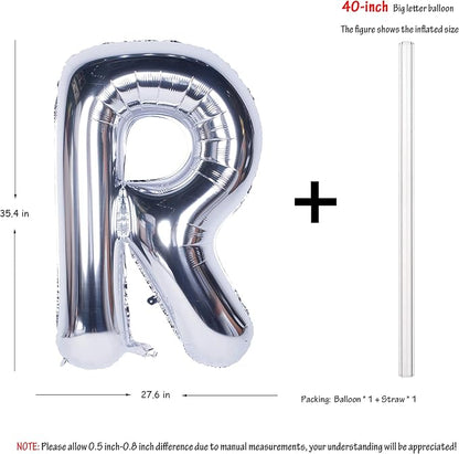 Letter Balloons 40 Inch Giant Jumbo Helium Foil Mylar Silver R | - Image 2