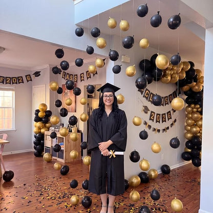 120 Pcs Graduation DIY Floating Black Gold Balloon Wall Kit 5 Inch Balloons - Image 7