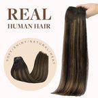 GOO GOO Clip in Hair Extensions Real Human Hair, Remy Human Hair Extensions Clip ins for Women, Natural Human Hair, 24inch 140g 7Pcs, #2/6/2 Balayage Dark Brown to Chestnut Brown