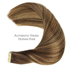 WENNALIFE Tape in Hair Extensions, 24 Inch 50g Balayage Chocolate Brown to Caramel Blonde Remy Human Hair, 20pcs Coloured Tape Extensions