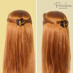 Parcelona French Onde Tortoise Shell Black and Savana Small 2” Celluloid Set of 3 Round Side Slide In Secure Grip Hair Claw for Women and Girls