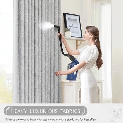 Beauoop Grey Floral Jacquard Blackout Curtains - Image 7