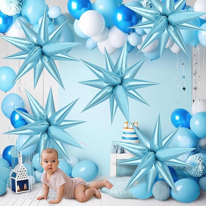 Light Blue Star Balloons, Frozenn Party Decorations Supplies, Birthday Wedding - Image 5