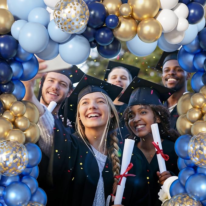 156Pcs Navy Blue Gold Balloons Garland Arch Kit Different Size | Royal Blue - Image 5