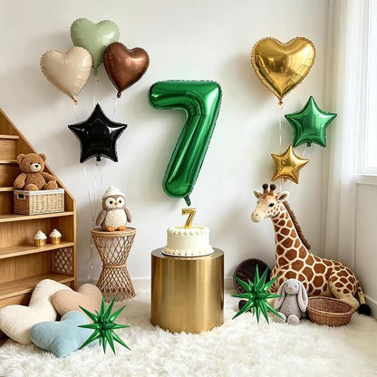 TONIFUL 7th Birthday Balloons Kit 40 Inch Dark Green Large Number 7 Balloon | - Image 3