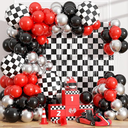 Race Car Balloon Garland Arch Kit Birthday Party Decorations | Black White by Payolorn