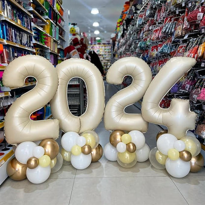 Number 0 Balloon Beige, 40 Inch Large Cream Foil 0 Helium Balloons - Image 7