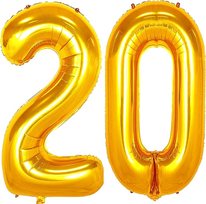 Jonhamwelbor 20 Number Balloons Gold Big Jumbo Giant Big Large Number 20 Foil by Jonhamwelbor