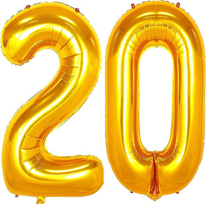 Jonhamwelbor 20 Number Balloons Gold Big Jumbo Giant Big Large Number 20 Foil by Jonhamwelbor
