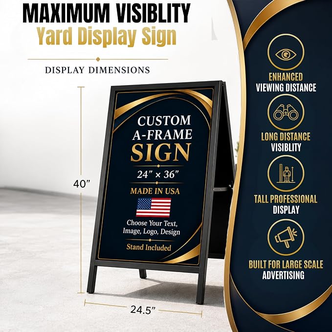 Metal Sign HolderA-Frame Sidewalk Curb Stand by BCB 24x36 | Printed in USA | - Image 3