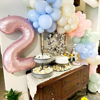 40 Inch Balloon Number 2 Pastel Pink, Large Foil Light Pink Number Balloons Set - Image 5