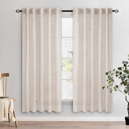 MIULEE Natural White Linen Curtains 52x72 Inch Long - Image 2