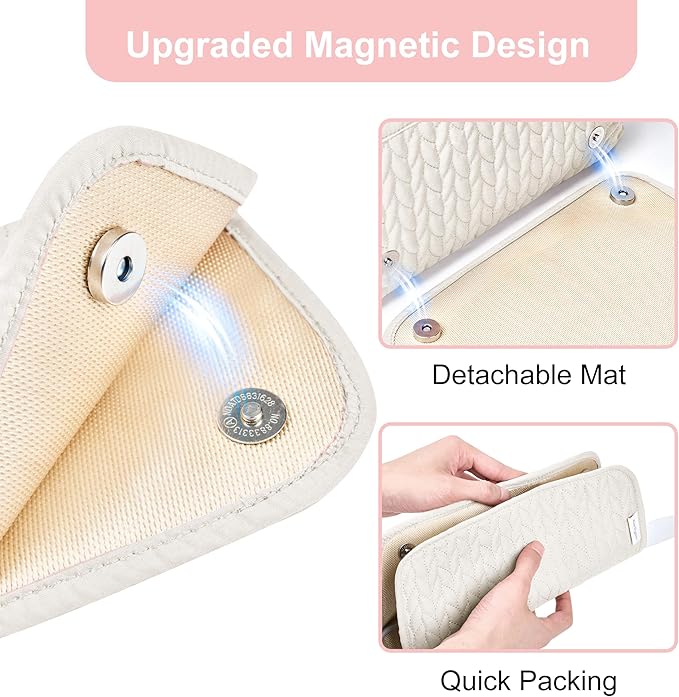 Hair Tools Travel Bag Karsyon Heat Resistant Mat Case Hot Tools Straightener, Curling Iron,Hair Dryers,Haircare Accessories Travel Essentials for Women 2 in 1 Organizer Bags(Beige)
