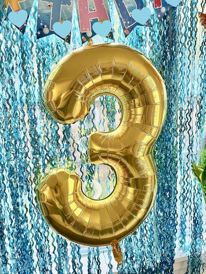 3 Balloon Numbers Party Decorations, 40In Gold Balloons - Image 2