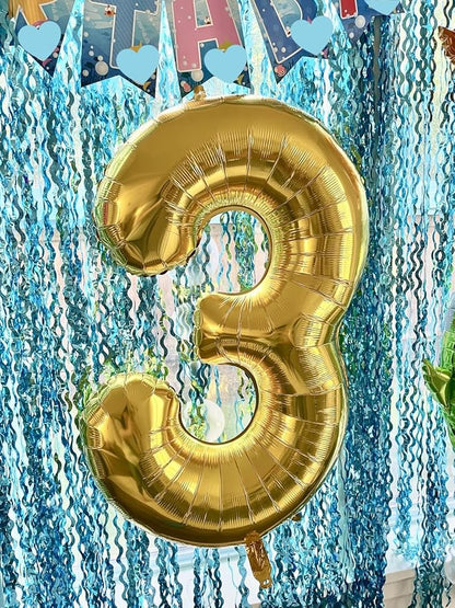 3 Balloon Numbers Party Decorations, 40In Gold Balloons - Image 2