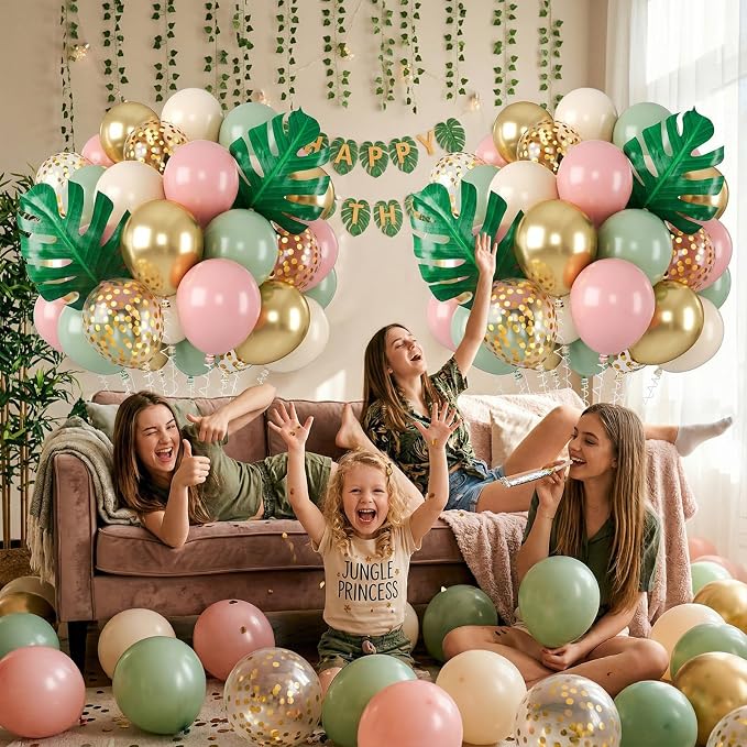 Biapian Sage Green Pink Balloons, 12 Inch Pink and Green Balloons - Image 4