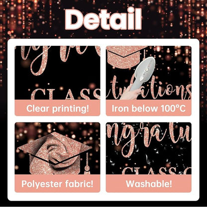 Mocsicka Class of 2026 Backdrop Rose Gold Glitter Bokeh Graduation Party - Image 3