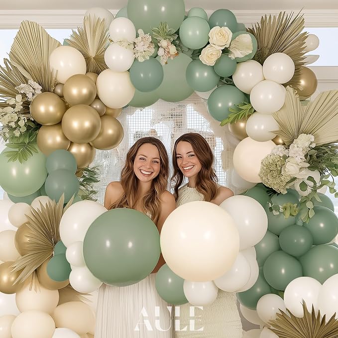 AULE 155Pcs Sage Green Balloon Arch Kit Olive Sand White Balloons | Dusty Green - Image 3