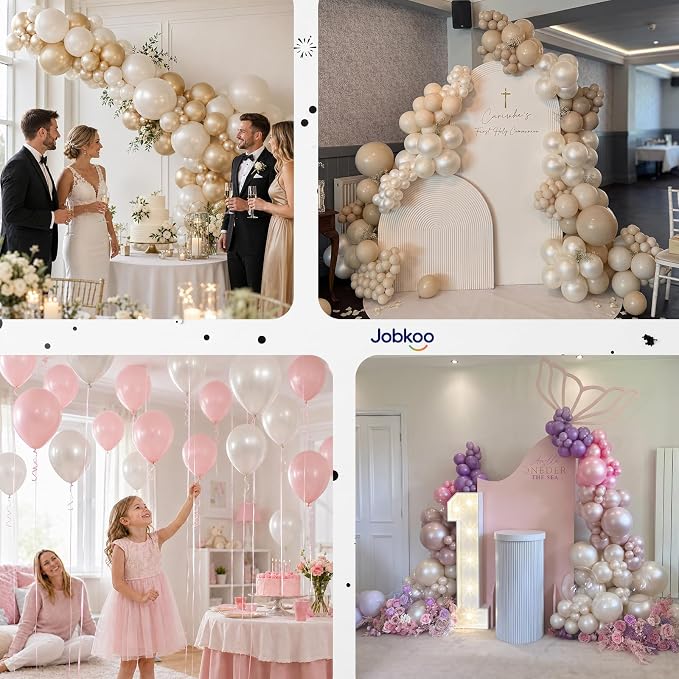 Jobkoo Pearl White Balloons 12 Inch 50Pcs Wedding Bridal Engagement Balloon | - Image 7