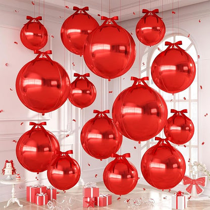 Red 4D Round Foil Balloons by Dagelar