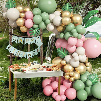 Sage Green and Pink Balloon Arch Kit - Image 2