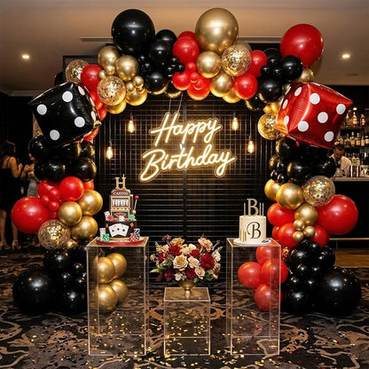 Red Black Gold Balloon, 22 Inch Dice Foil Balloons, Metallic Gold Confetti - Image 7