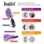 NuWay 4HAIR DoubleC U.S. Patented Double Curved Detangling Brush is Hair Dryer Safe (Violet)