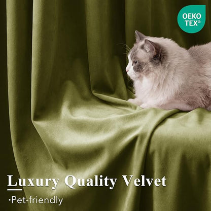Olive Green Velvet Luxury Drapes - Image 5
