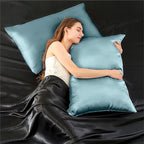 INFIIXSO Mulberry Silk Pillowcase for Hair and Skin, Silk Pillow Cases Queen Size with Hidden Zipper 20x30 Inches, Super Smooth and Soft Cooling Pillow Cases for Hot Sleepers(Haze Blue, 1 Pack)