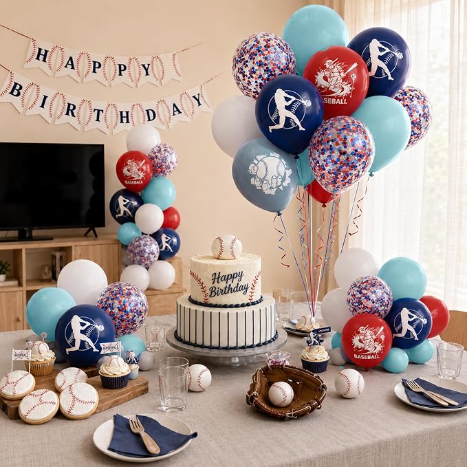 Baseball Balloons for Birthday Party Decor - Image 4
