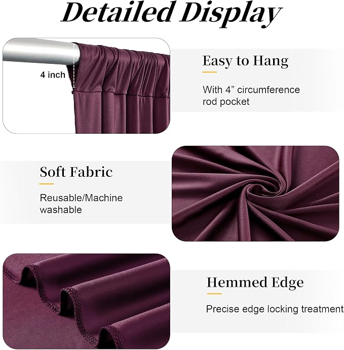 10ft x 15ft Burgundy Backdrop Curtains - Image 5