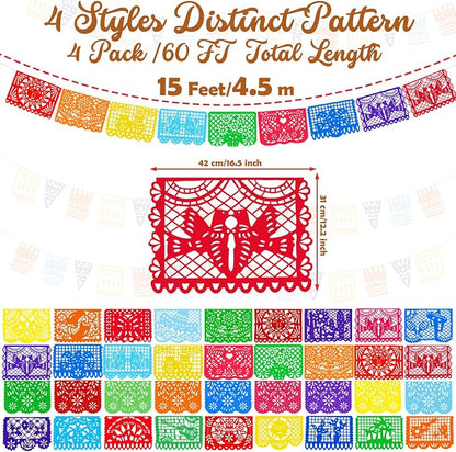 Boao 4 Packs 65.6 Feet Cinco De Mayo Party Decorations Mexican Banner Fiesta - Image 2