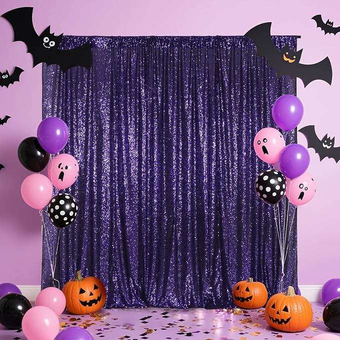 Poise3EHome Purple Sequin Backdrop, 8FT x 10FT Sequin Photography Backdrop - Image 7