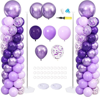 Purple Balloon Column Stand Kit Set of 2 by ZyloonDecoration