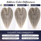 starluck Real Human Hair Toppers for Women 10 Inch Human Hair Topper no Bangs, 3 * 4.5 inches Swiss Base Suitable for ThinningHair Cover Grey Roots(Mixed Light Grey)