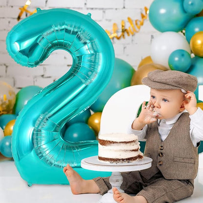 Teal Blue Number 2 Balloon, 40 Inch Big Large Foil Helium Number Balloons - Image 5