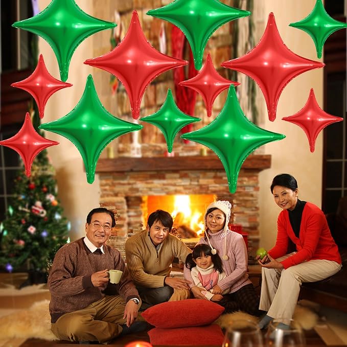 Red Green Christmas Balloons, 26Inch and 10Inch Red Green Quadrangle Helium - Image 5