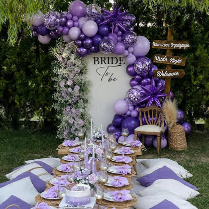 Purple Balloons Arch Kit for Birthday Party Decorations | 140Pcs Metallic Dark - Image 3