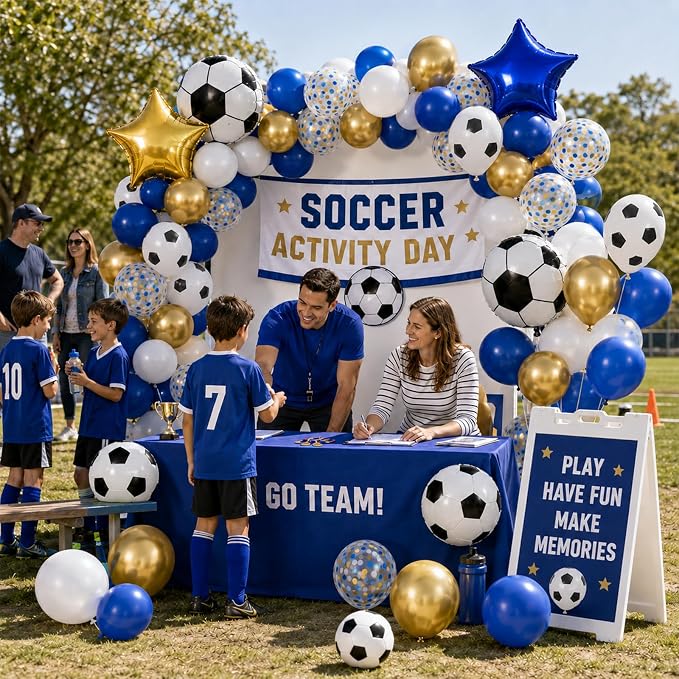 Soccer Balloons, Royal Blue Gold Balloons - Image 8