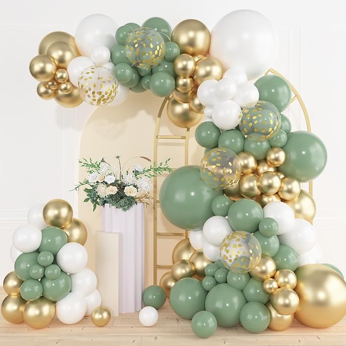 Amandir 153pcs Sage Green Gold Balloon Garland Arch Kit Different Sizes | 18 12 by Amandir