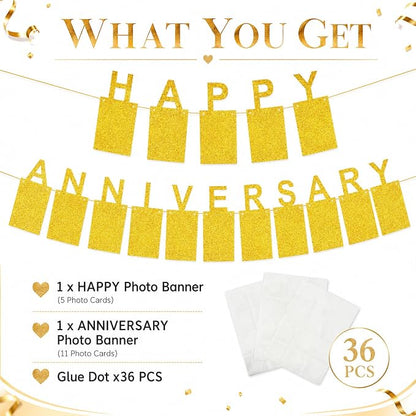 Gold Happy Anniversary Banner - Image 3
